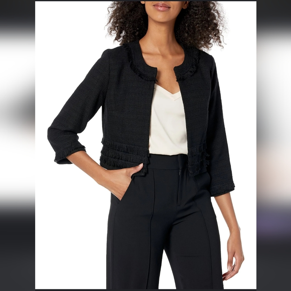 NWT Karl Lagerfeld Cropped Jacket in Black Size XL
